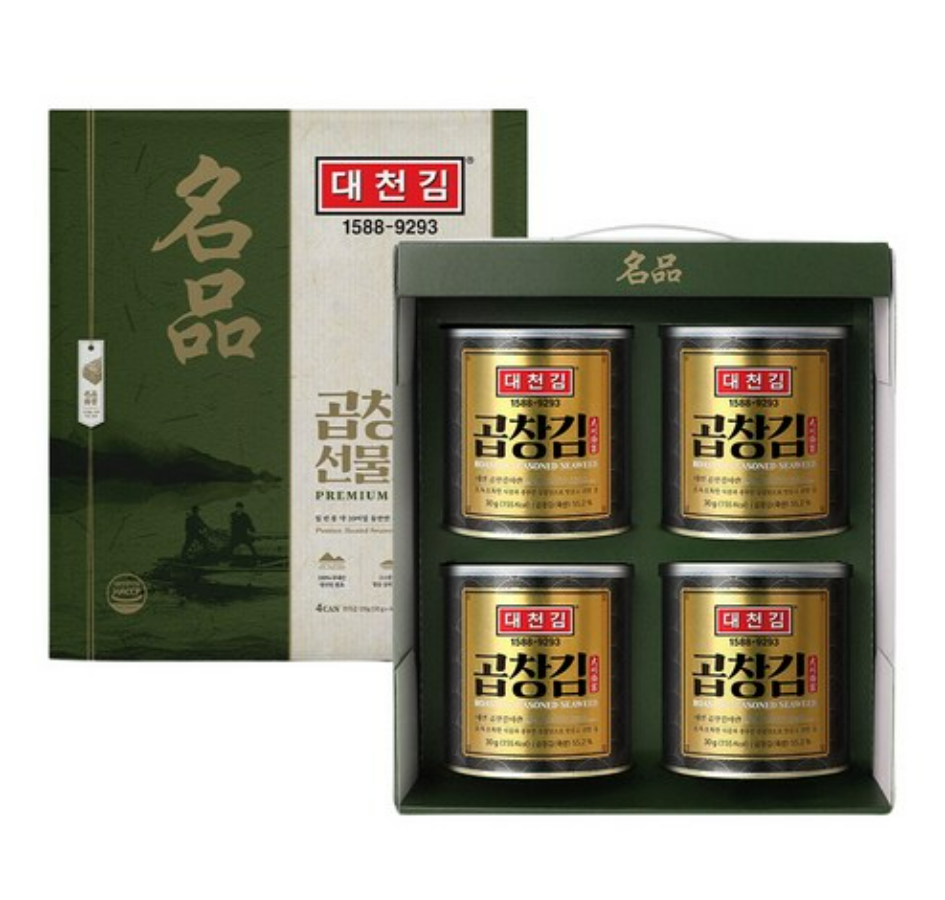 부담 없는 추석 선물 찾는다면 대천김 곱창 캔김 4p 2만원 이하 김 선물세트 제품 이미지